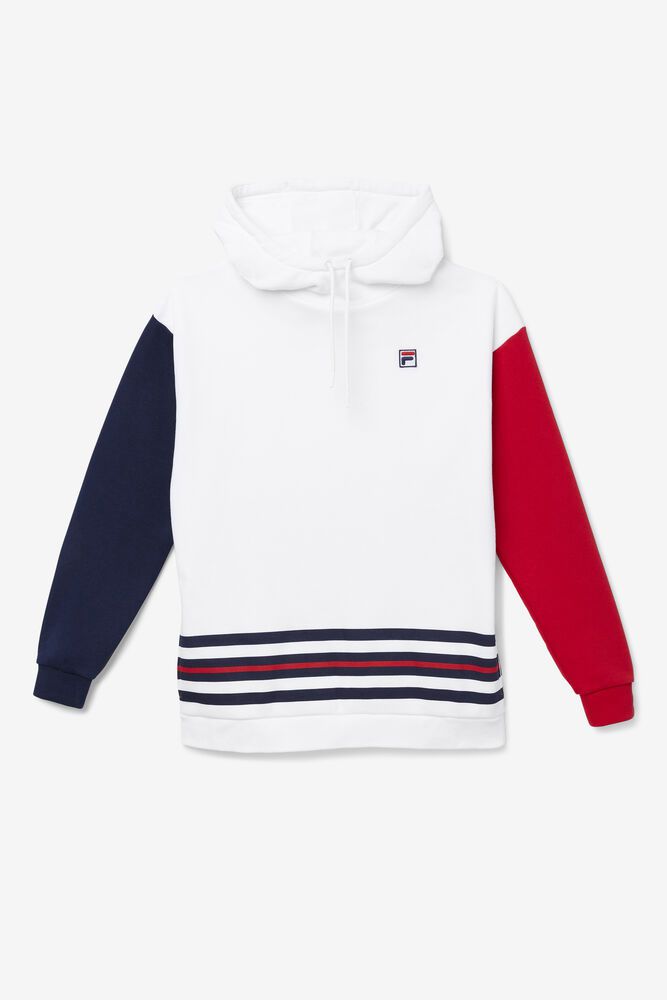 Fila Hoodie Damske Indu Biele/Námornícka Modrá/Červené - BPWXQ2359